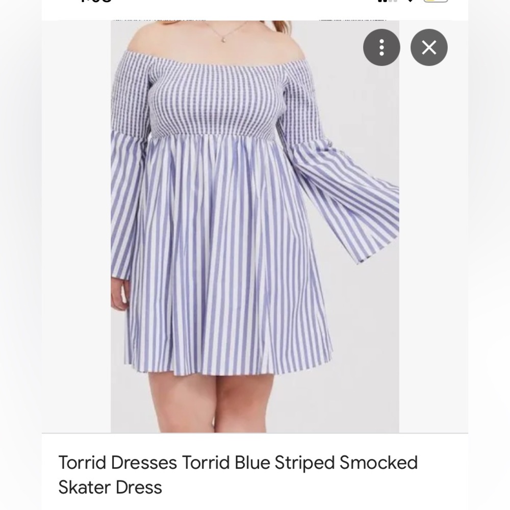 Torrid Blue Striped Smocked Skater Dress